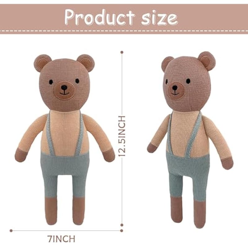 Knitted Bear Stuffed Animal,11 Inch Stuffed Animal Plush BearCute Animal Bear Toy for Kids,Soft Bear Toy Cotton Plush Knitted Stuff Animal Birthday - Image 2