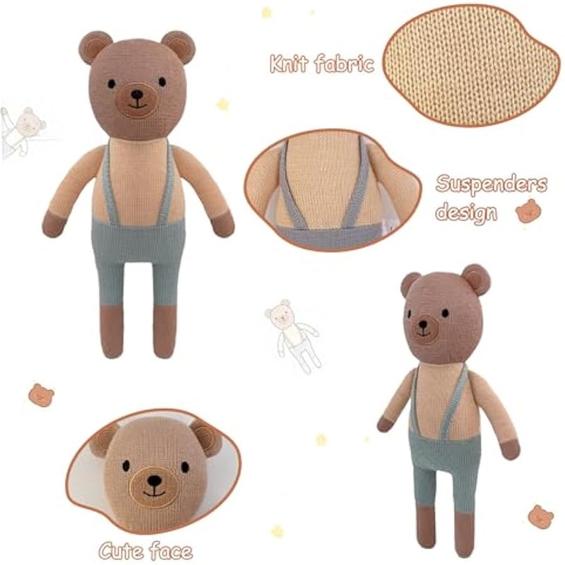 Knitted Bear Stuffed Animal,11 Inch Stuffed Animal Plush BearCute Animal Bear Toy for Kids,Soft Bear Toy Cotton Plush Knitted Stuff Animal Birthday - Image 3