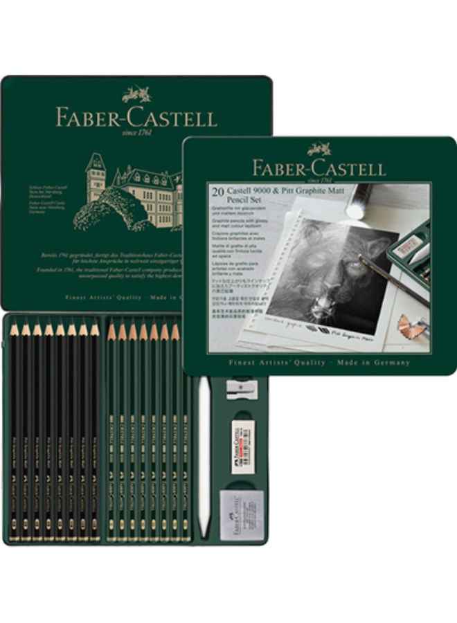 FABER-CASTELL Matt Graphite Pencils & Castell 9000 Pen Set