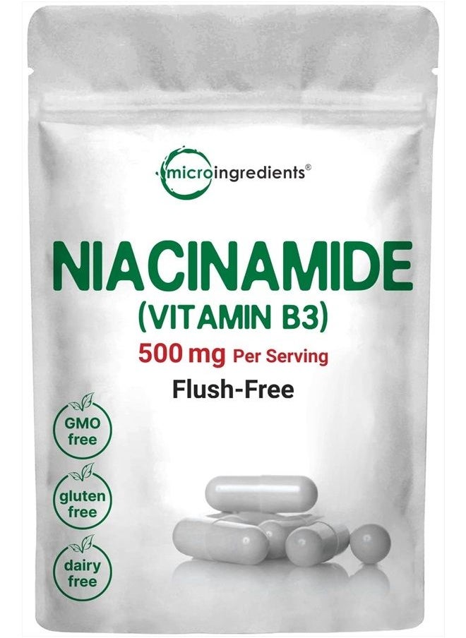 Micro Ingredients - Niacinamide Vitamin B3 1,000mg Per Serving, 400 Capsules | Flush Free Niacin, Essential B Vitamin Supplement | Skin Care Health & Energy Support | Non-GMO, Gluten Free - Image 1
