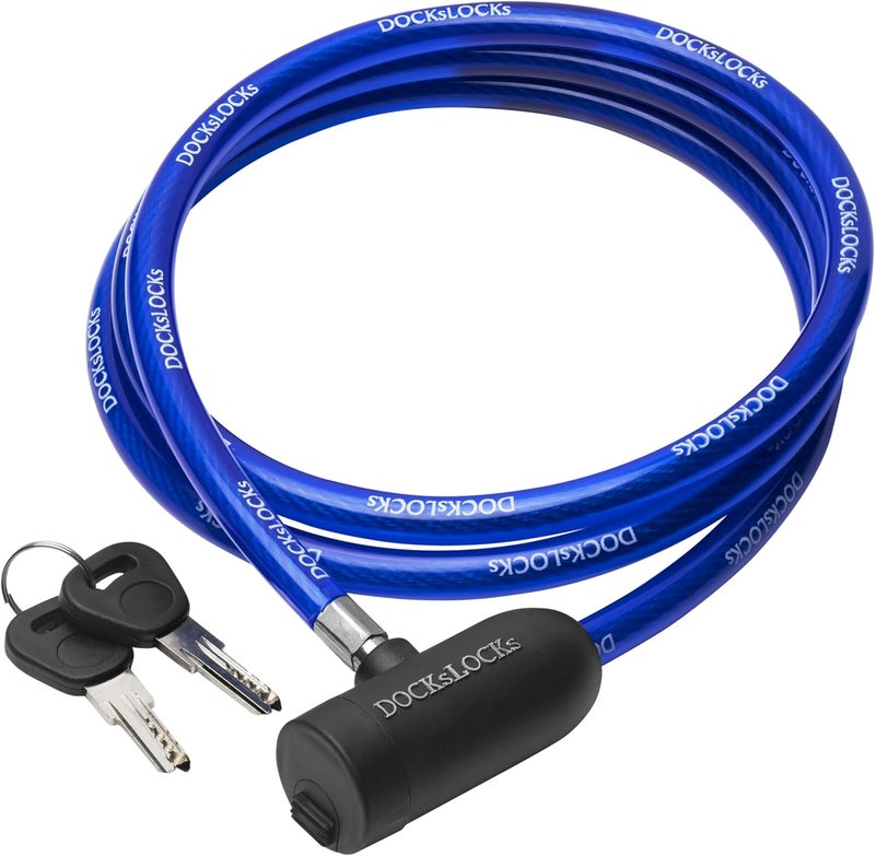DocksLocks Weatherproof Security Cable Lock with Keys (5ft to 25ft Lengths) Anti-Theft for Kayak, Bike, Paddleboard, Scooter, Equipment, Bicycle - Image 1