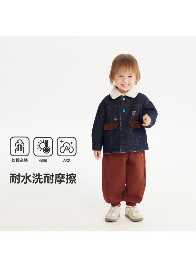 Anti-fade] Baby Lamb Fleece Denim Jacket Boys Winter Style 2025 New Children's Fleece Warm - Image 5