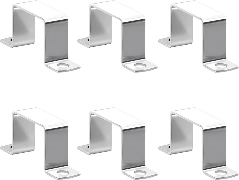 6 Pcs U Shaped Brackets, Heavy Duty Metal Clamp, Thickened 304 Stainless Steel Square Pipe Tube Strap Clamps, Powder Coated Black, 1 (25 Mm / 0.98 In) Square Tubes - Image 1