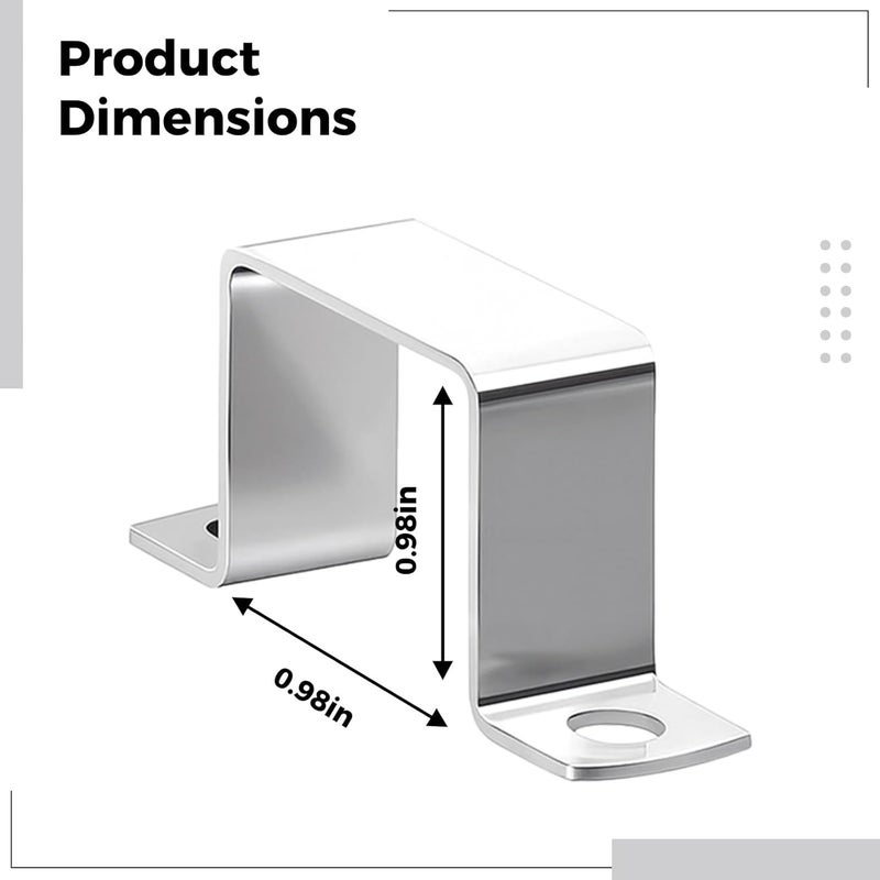 6 Pcs U Shaped Brackets, Heavy Duty Metal Clamp, Thickened 304 Stainless Steel Square Pipe Tube Strap Clamps, Powder Coated Black, 1 (25 Mm / 0.98 In) Square Tubes - Image 3