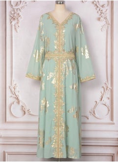 إسكدنيا إمرأة مسلمة Abaya مساء ثوب شريط شريط زخرفيّة ثوب , حزام سير عربيّة ماكسي ثوب  - Image 1