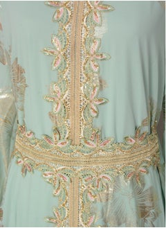 إسكدنيا إمرأة مسلمة Abaya مساء ثوب شريط شريط زخرفيّة ثوب , حزام سير عربيّة ماكسي ثوب  - Image 4