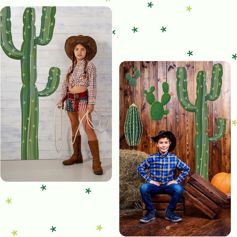 Geyoga 6 Set Cactus Cutouts Wall Decor Large Jointed Cardboard Cactus Party Decorations for Summer Fiesta Wild Western Cowboy Party Mexican Taco Birthday Classroom Bulletin Board Photo Booth Prop - Image 5