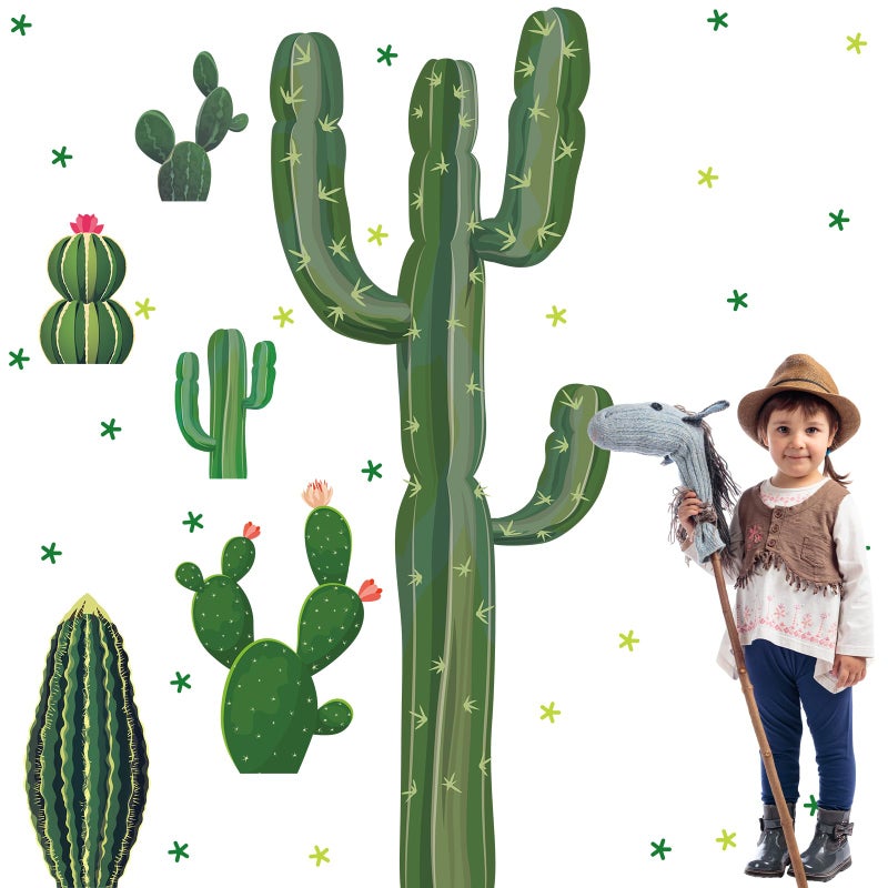 Geyoga 6 Set Cactus Cutouts Wall Decor Large Jointed Cardboard Cactus Party Decorations for Summer Fiesta Wild Western Cowboy Party Mexican Taco Birthday Classroom Bulletin Board Photo Booth Prop - Image 2