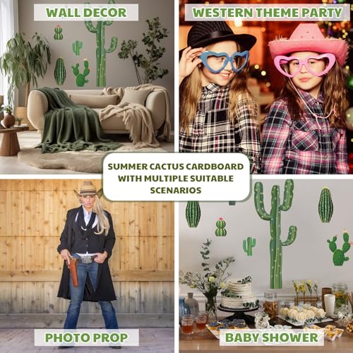Geyoga 6 Set Cactus Cutouts Wall Decor Large Jointed Cardboard Cactus Party Decorations for Summer Fiesta Wild Western Cowboy Party Mexican Taco Birthday Classroom Bulletin Board Photo Booth Prop - Image 3