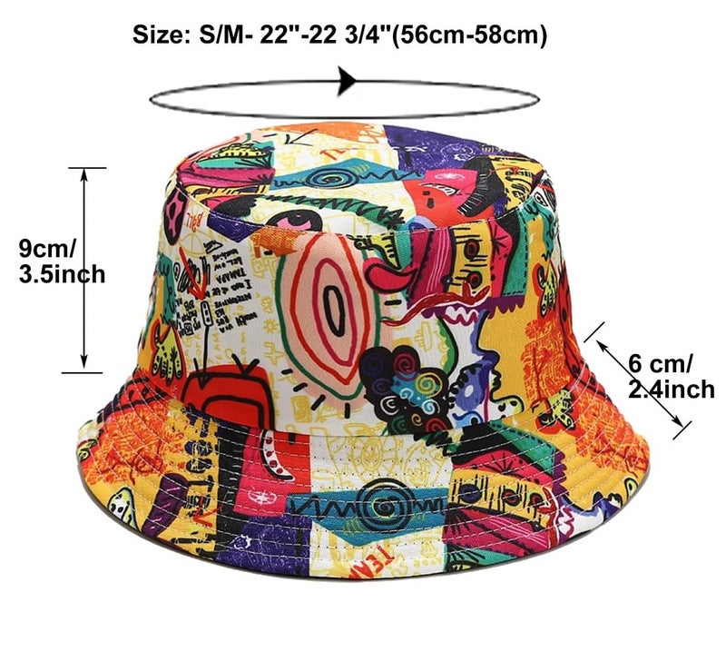 Quanhaigou Bucket Hat for Men Women,Packable Reversible Printed Sun Hats,Fisherman Outdoor Summer Travel Hiking Beach Caps (Colorful Graffiti) - Image 5