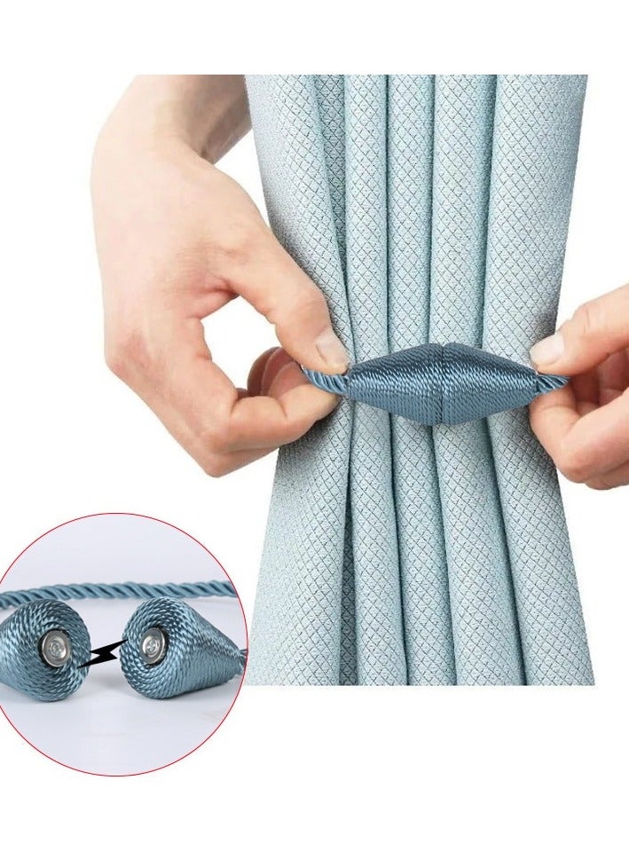 Curtain Tying Rope, Cone-shaped Magnetic Suction Buckle,No Punching Hook, Curtain Tying Accessory, Pointed Straight Magnetic Suction Tying Strap(1 Pair) - Image 1