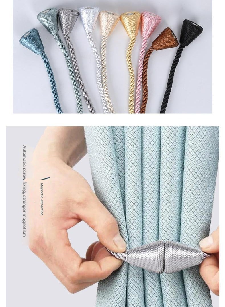 Curtain Tying Rope, Cone-shaped Magnetic Suction Buckle,No Punching Hook, Curtain Tying Accessory, Pointed Straight Magnetic Suction Tying Strap(1 Pair) - Image 3