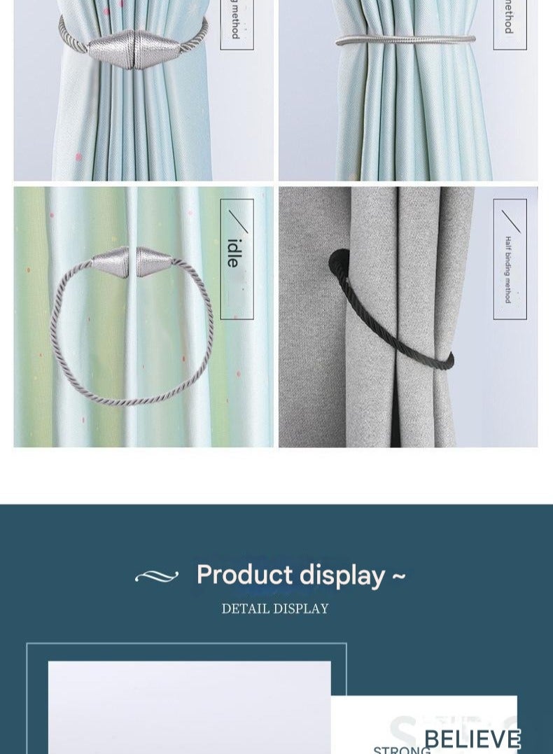 Curtain Tying Rope, Cone-shaped Magnetic Suction Buckle,No Punching Hook, Curtain Tying Accessory, Pointed Straight Magnetic Suction Tying Strap(1 Pair) - Image 5