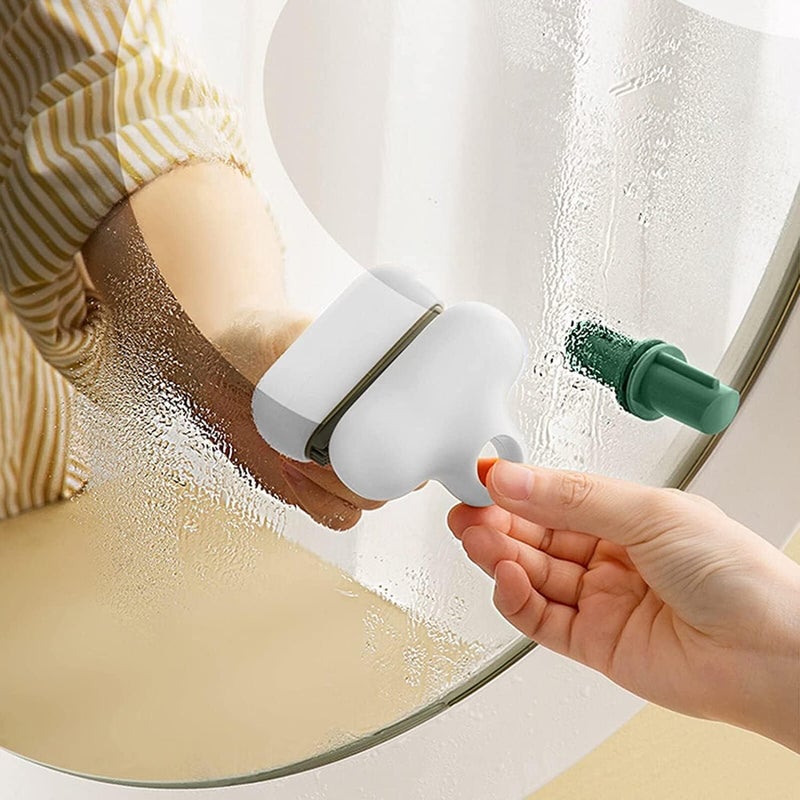 ZEBROC T Shape Mirror Cleaner BathroomToilet Glass Mirror Eraser Descaling Glass Brush Decontamination Cleaning Wiper Glass Squeegee craper Brush with Suction Cup Hook 1 T Shape Blue - Image 4