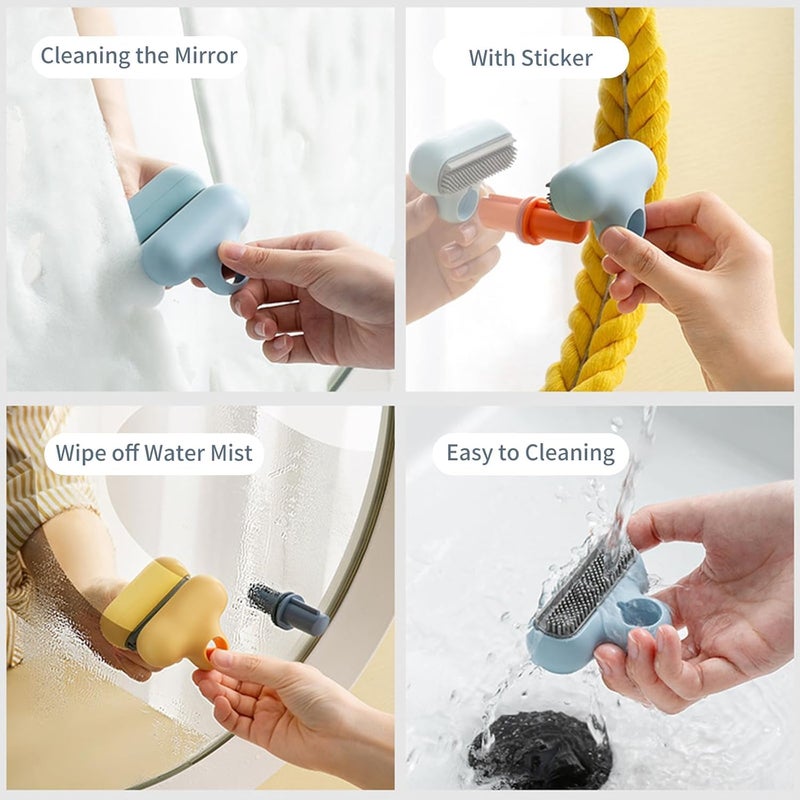 ZEBROC T Shape Mirror Cleaner BathroomToilet Glass Mirror Eraser Descaling Glass Brush Decontamination Cleaning Wiper Glass Squeegee craper Brush with Suction Cup Hook 1 T Shape Blue - Image 5
