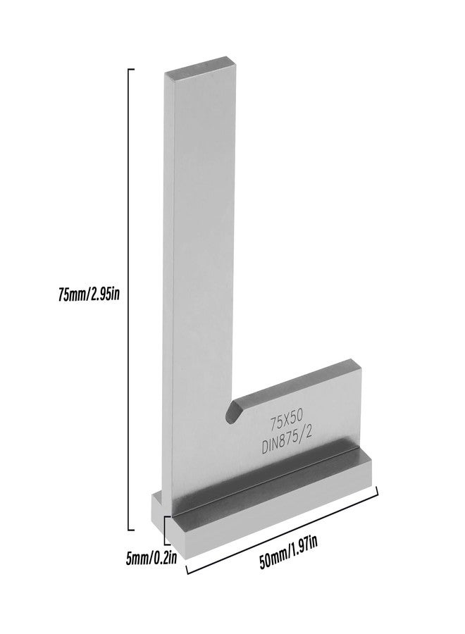 مسطرة مربعة دقيقة للميكانيكي ECSiNG DIN875/2 مسطرة زاوية من الفولاذ الكربوني، مسطرة مربعة للمهندس بزاوية قائمة 90 درجة، ملحقات للمهندس الميكانيكي 75×50 مم - Image 4