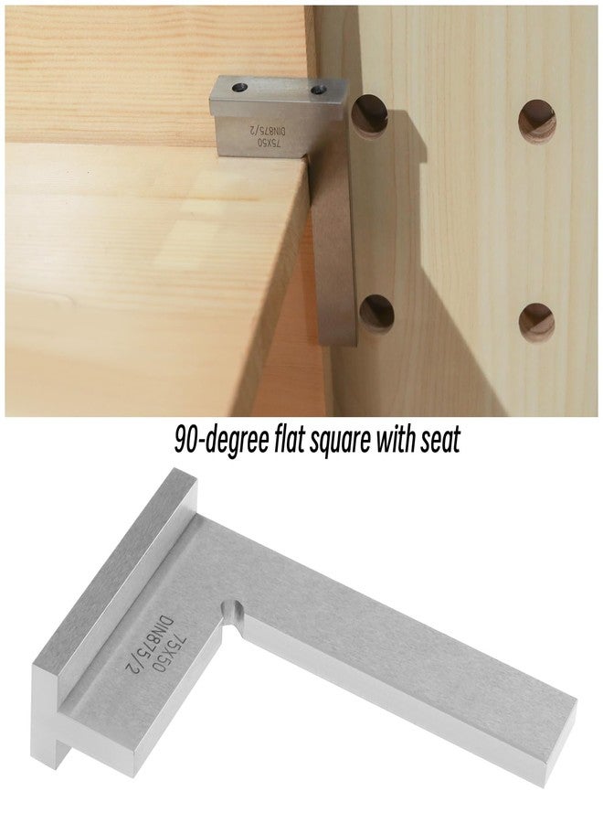 مسطرة مربعة دقيقة للميكانيكي ECSiNG DIN875/2 مسطرة زاوية من الفولاذ الكربوني، مسطرة مربعة للمهندس بزاوية قائمة 90 درجة، ملحقات للمهندس الميكانيكي 75×50 مم - Image 2