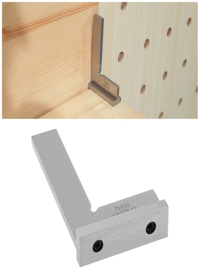 مسطرة مربعة دقيقة للميكانيكي ECSiNG DIN875/2 مسطرة زاوية من الفولاذ الكربوني، مسطرة مربعة للمهندس بزاوية قائمة 90 درجة، ملحقات للمهندس الميكانيكي 75×50 مم - Image 3