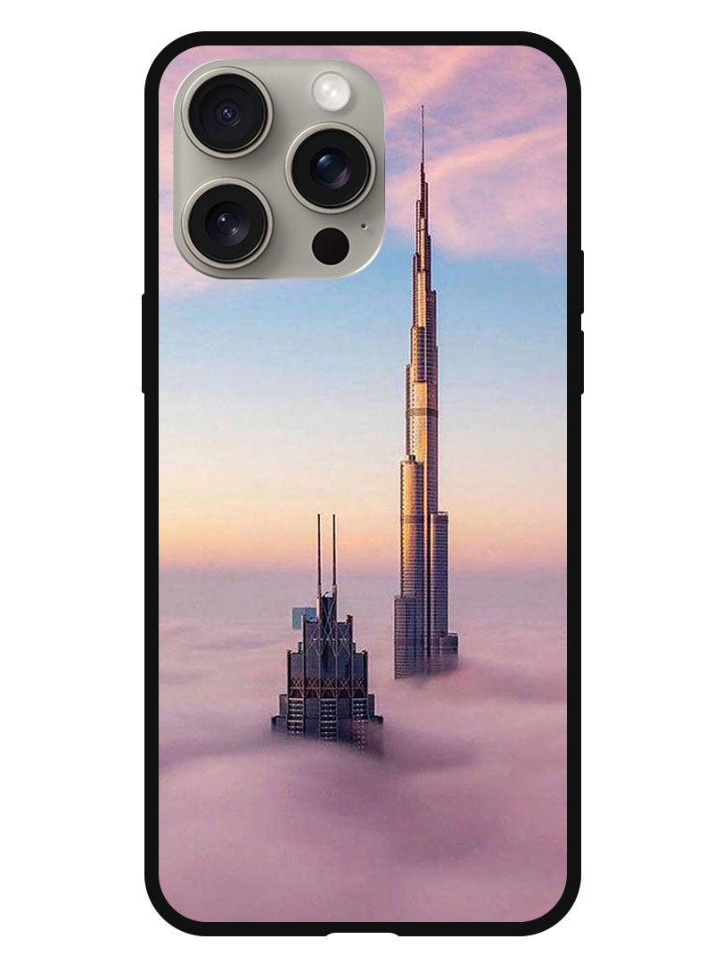 Theodor Protective Case Anti Scratch Shock Proof Bumper Cover For iPhone 15 Pro Max Burj Khalifa In Clouds - Image 1