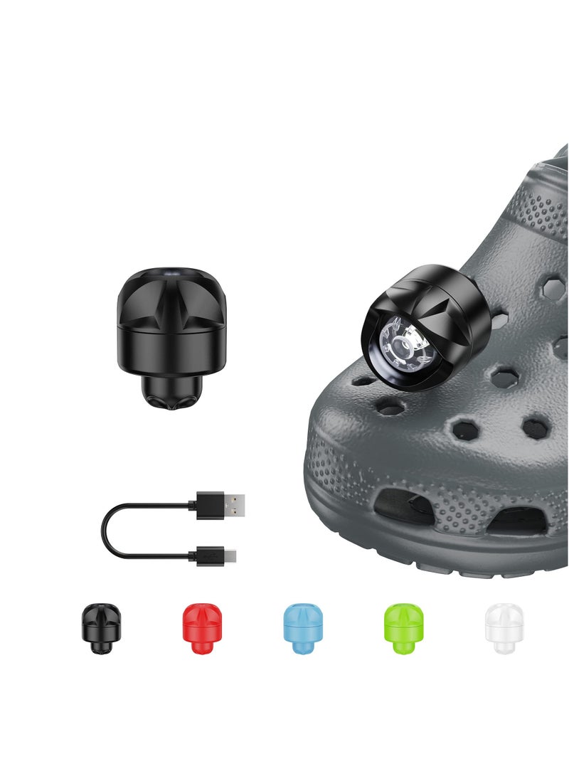 Excefore Croc Charm 2 Pcs Rechargeable Headlights Lights Flashlight Attachment for Croc Light Up Charm Accessories for Kids Boys Adults Men, Clip on Clog Headlight Flashlight Lights - Image 1