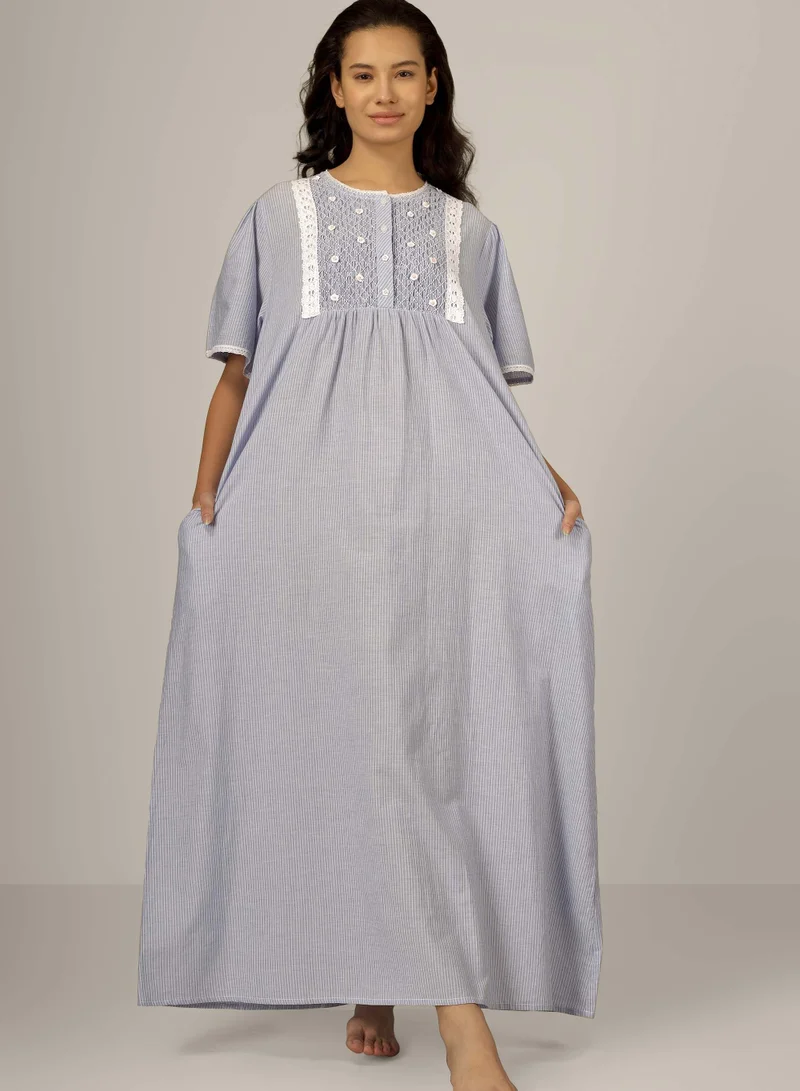 After Dark Magnolia, Nightdress with Hand-Smocking and Embroidery