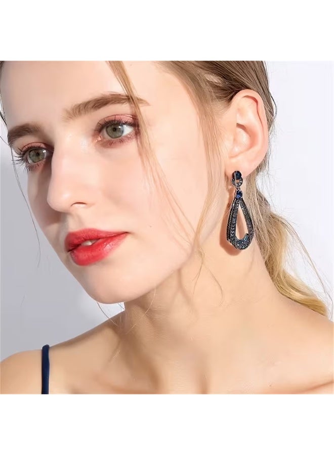 Goolsky Chic Vintage-Inspired Water Drop Earrings with Sparkling Rhinestones - Zinc Alloy, Perfect for Casual Attire & Parties - Image 2