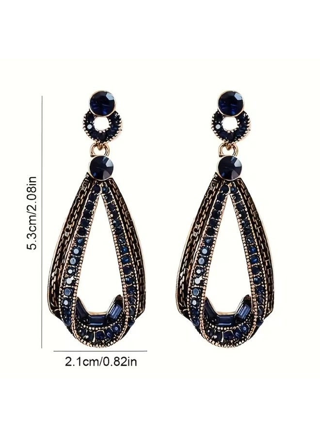 Goolsky Chic Vintage-Inspired Water Drop Earrings with Sparkling Rhinestones - Zinc Alloy, Perfect for Casual Attire & Parties - Image 4