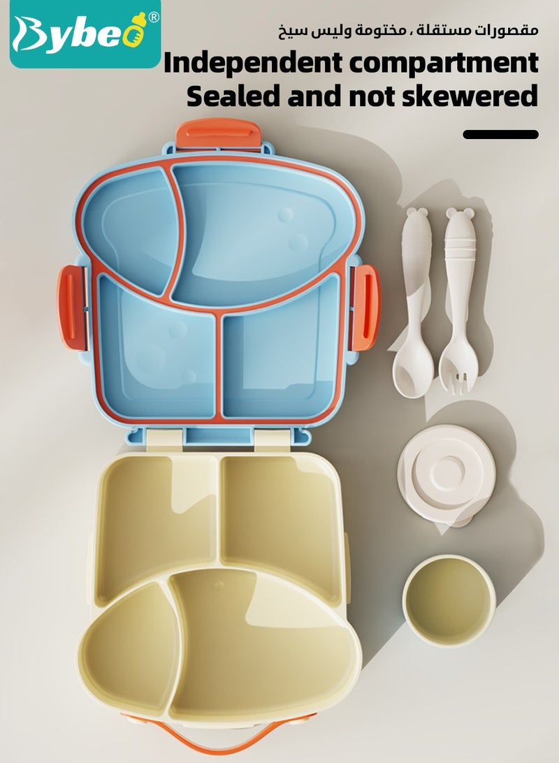 بيبو علبة بنتو محمولة للأطفال، علبة غداء مدرسية للأطفال، حاويات وجبات خفيفة للسفر، مقسمة إلى 4 أقسام مع فاصل قابل للإزالة، خالية من مادة BPA، آمنة للاستخدام في الميكروويف وغسالة الصحون - Image 4