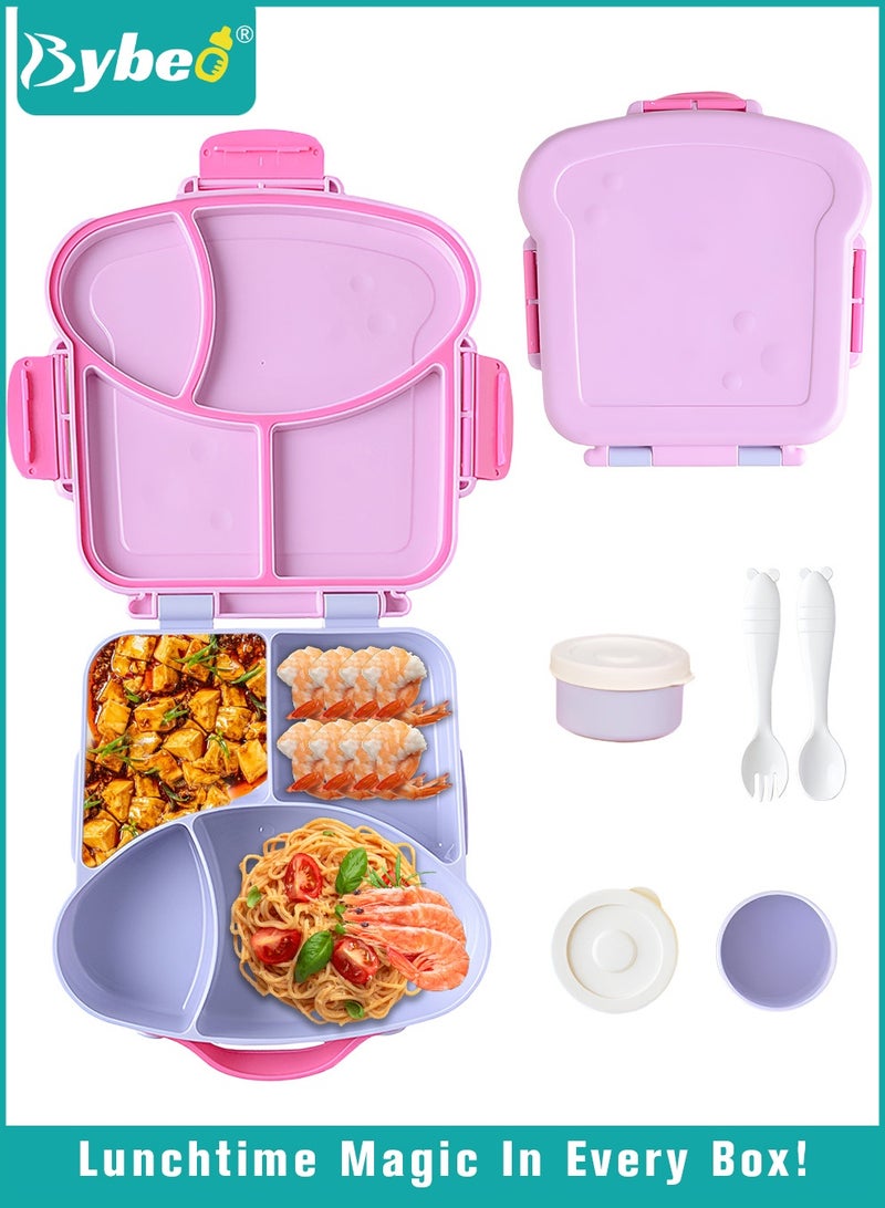 بيبو علبة بنتو محمولة للأطفال، علبة غداء مدرسية للأطفال، حاويات وجبات خفيفة للسفر، مقسمة إلى 4 أقسام مع فاصل قابل للإزالة، خالية من مادة BPA، آمنة للاستخدام في الميكروويف وغسالة الصحون - Image 1