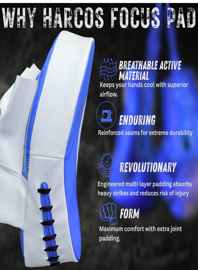 HARCOS Curved Focus Pads for Boxing & MMA - Maya Hide Leather Strike Mitts with Shock-Absorbing Padding, Ventilated Design for Muay Thai, Kickboxing & Coaching (Black) - Image 2