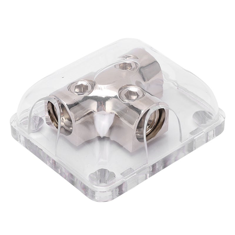 2 Way Power Distribution Block 0GA 1 in 2 Out Zinc Alloy Chrome Plated Universal for Car Boat - Image 1