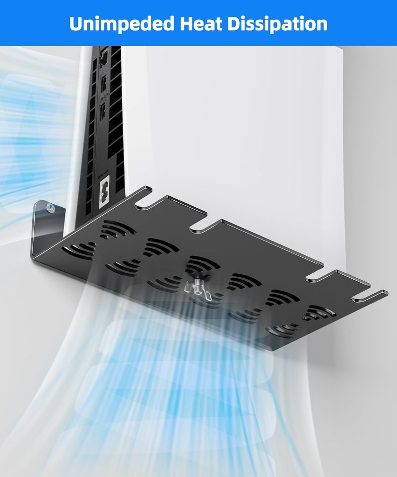 ANSHAWTIY PS5 Wall Mount Aluminum Alloy Compatible with All PS5 Generations Holds Two Controllers Unimpeded Heat Dissipation Ps5 Accessories Universal for Living Room and Bedroom - Image 2