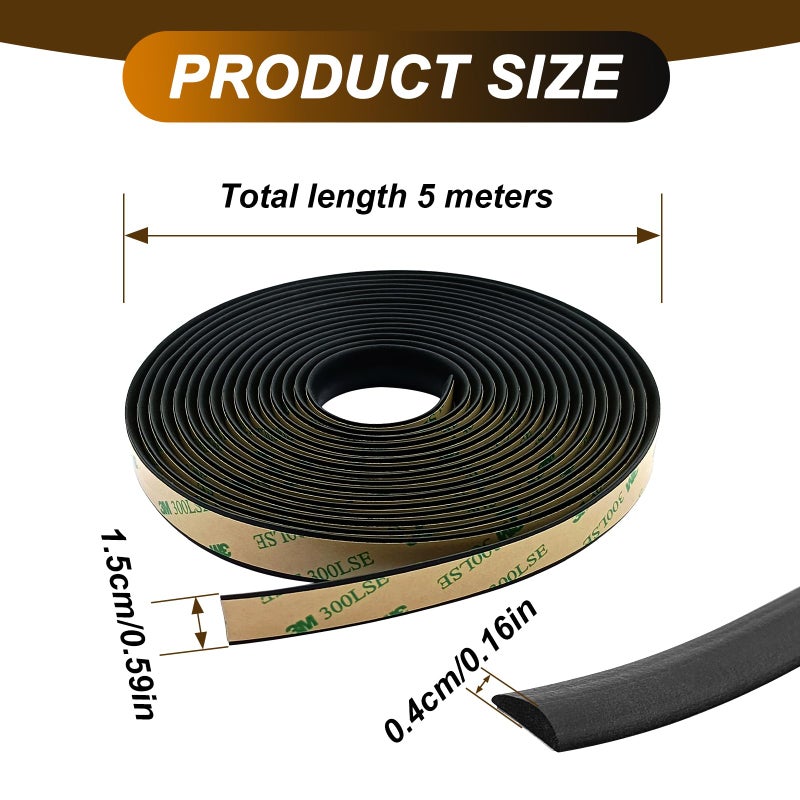 LTDCVTR 16.5FT/5M Car Windshield Seal Strip & Sunroof Rubber Seal, Universal Automotive Weather Stripping Seal Strip for Car Front Rear Windshield, Sunroof, Windows, Sliding Doors Edge Trim Molding Protection - Image 2
