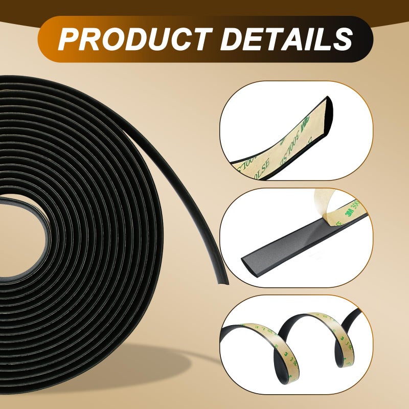 LTDCVTR 16.5FT/5M Car Windshield Seal Strip & Sunroof Rubber Seal, Universal Automotive Weather Stripping Seal Strip for Car Front Rear Windshield, Sunroof, Windows, Sliding Doors Edge Trim Molding Protection - Image 3