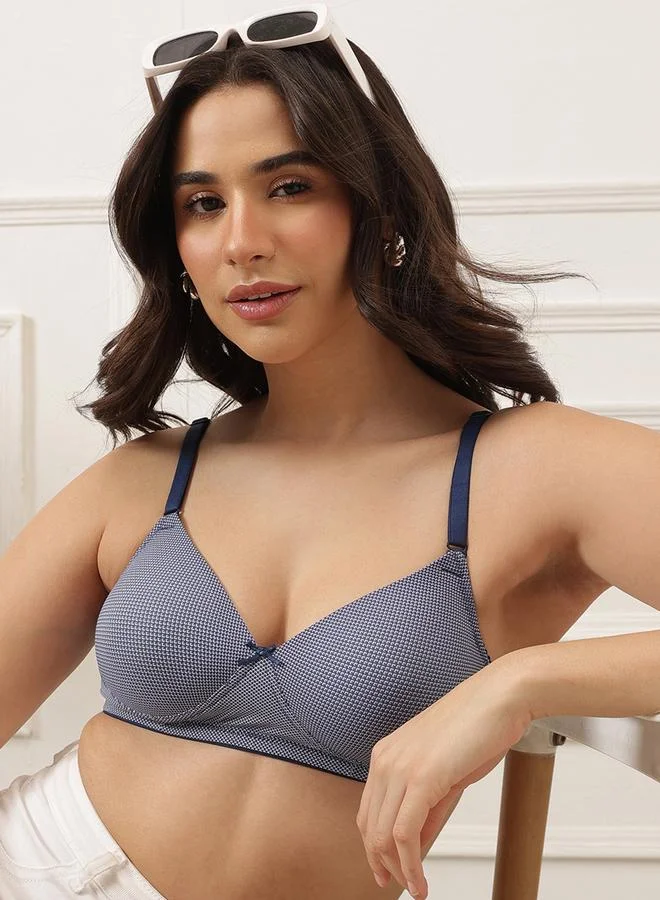 Clovia Padded Non-Wired Full Coverage Printed Multiway T-shirt Bra