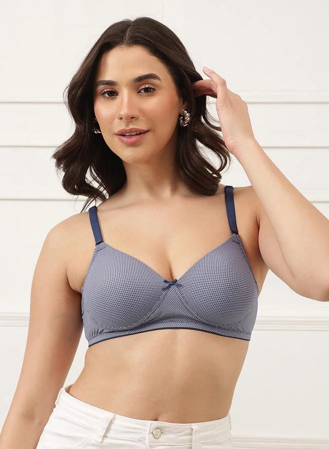Clovia Padded Non-Wired Full Coverage Printed Multiway T-shirt Bra