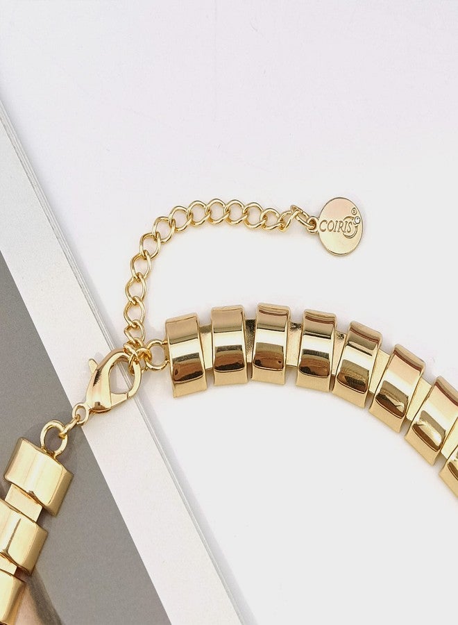 Coiris Layered Cluster Bib Statement Necklace Chunky Collar Choker Metal Necklace Fashion Statement Collar Necklace Vintage Exaggerated Chunky Chain(N0096-Red) - Image 5