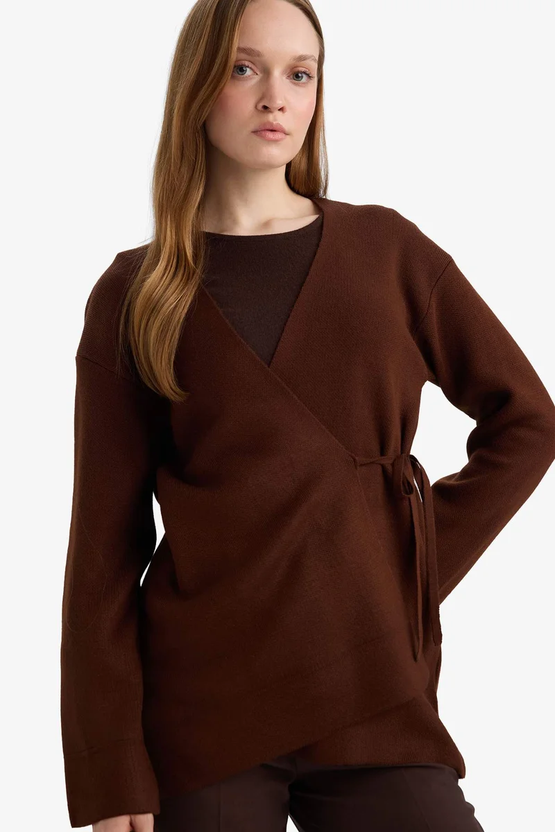 ديفاكتو Regular Fit V-Neck Knitwear Cardigan