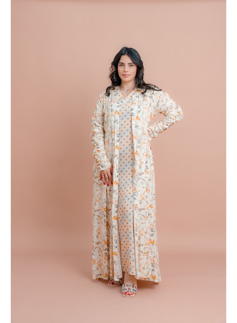 IKKXA Modern Muse Floral Co-Ord IK082 Beige - Image 1