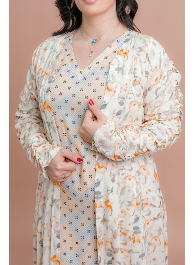 IKKXA Modern Muse Floral Co-Ord IK082 Beige - Image 2