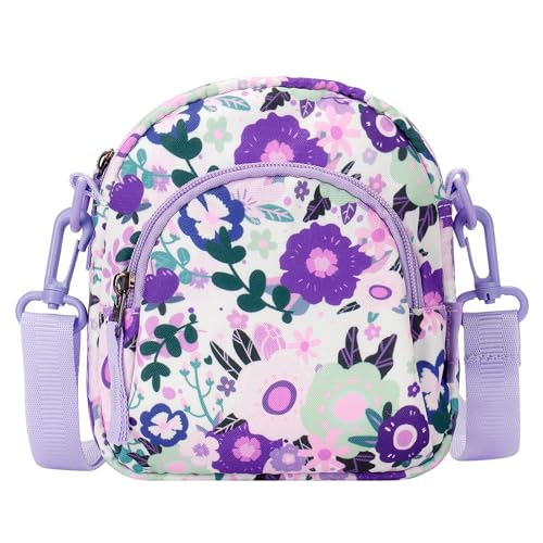 Choco Mocha Little Girls Purse for Kids 4-6 6-8 Girls Crossbody Purses for Kids Crossbody Bag Toddler Purse 2 3 4 year old, Floral Purple - Image 1