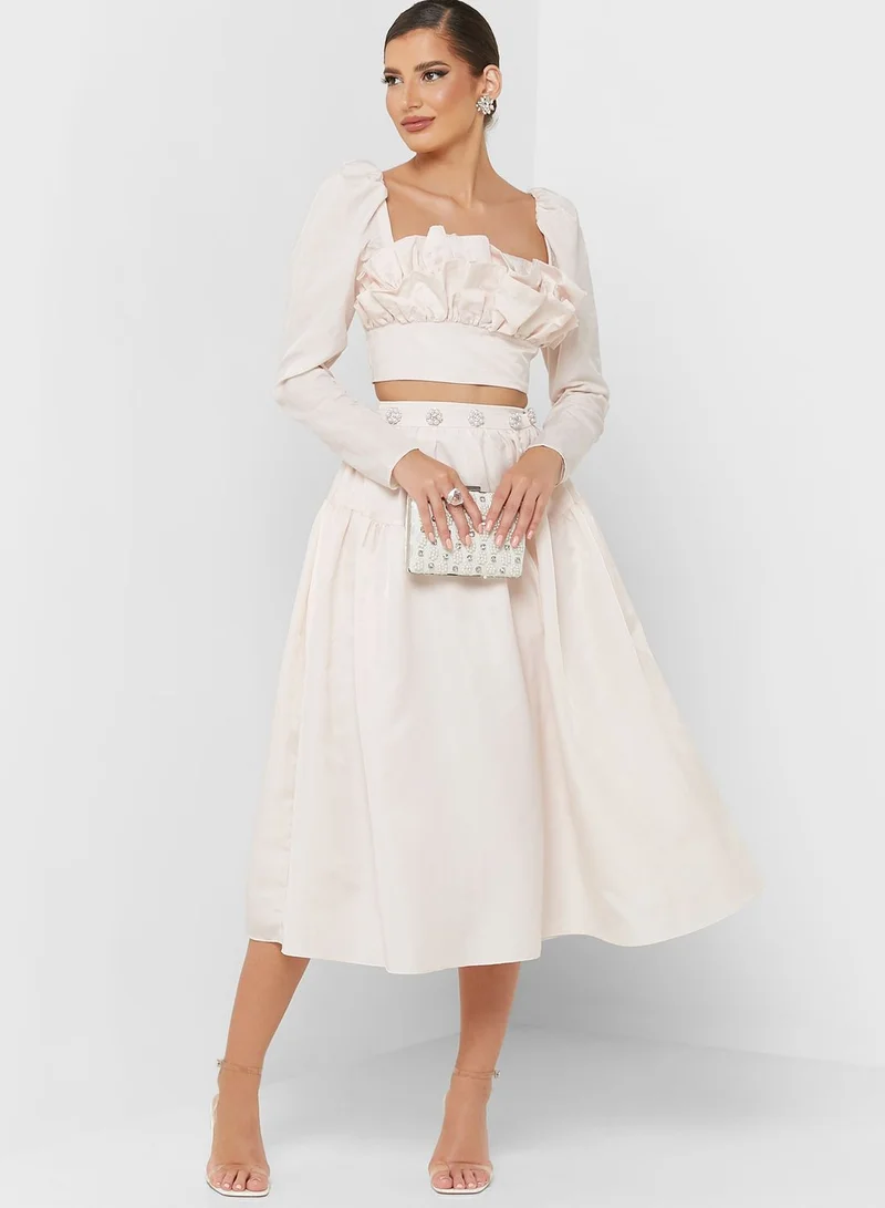 Femi9 Tiered Button Detail Skirt