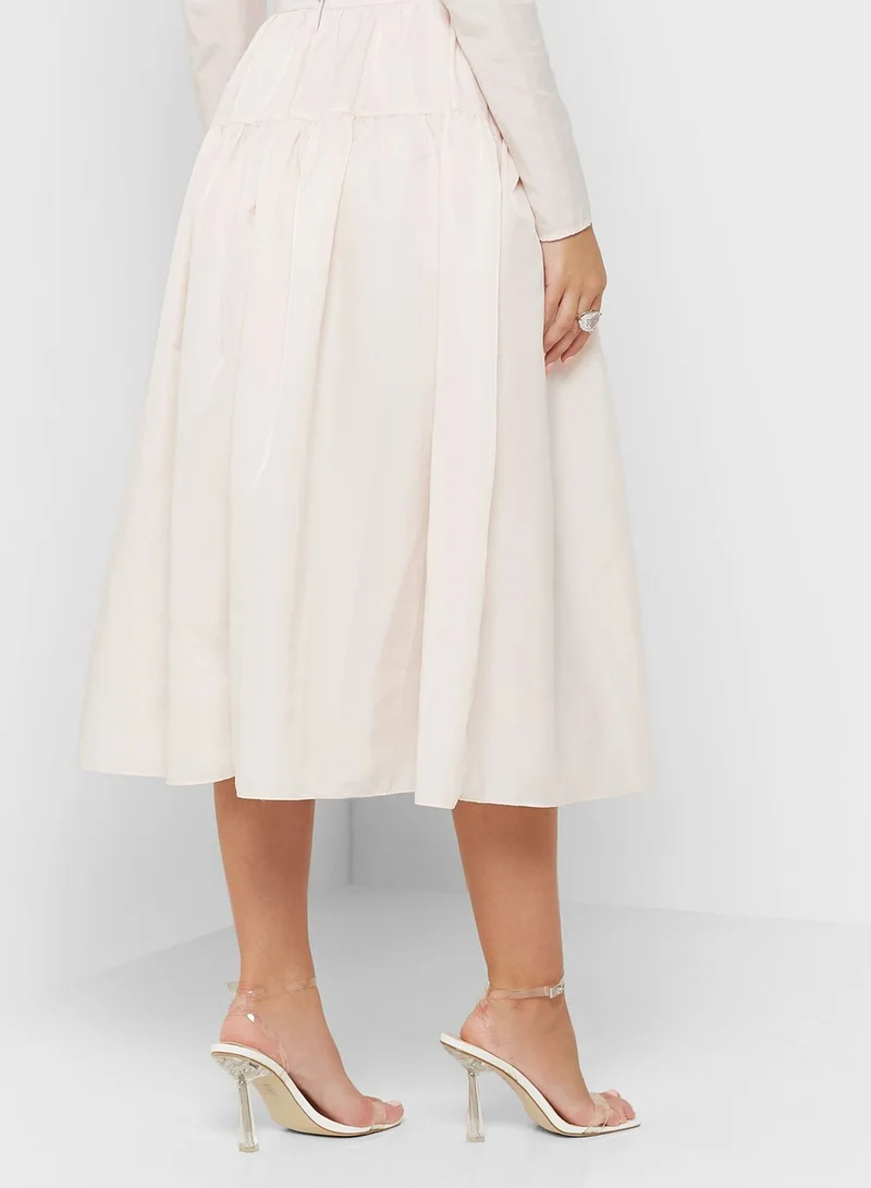 Femi9 Tiered Button Detail Skirt