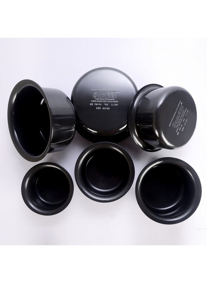 Sumeet Hard Anodised Non-Stick Aluminium Tope Set 9-14 Cookware Set (6 Piece, Black), 9.8 Liter - Image 4