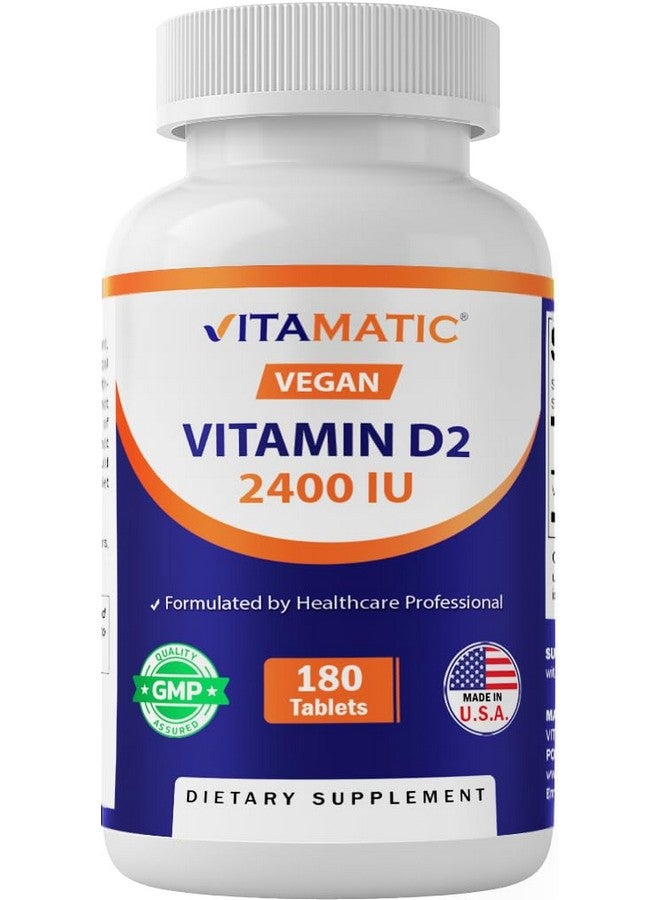 Vitamatic Vitamin D2 60 mcg (2400 IU) - Ergocalciferol - 180 Vegetarian Tablets (180 Tablets (Pack of 1)) (1 Bottle) - Image 1
