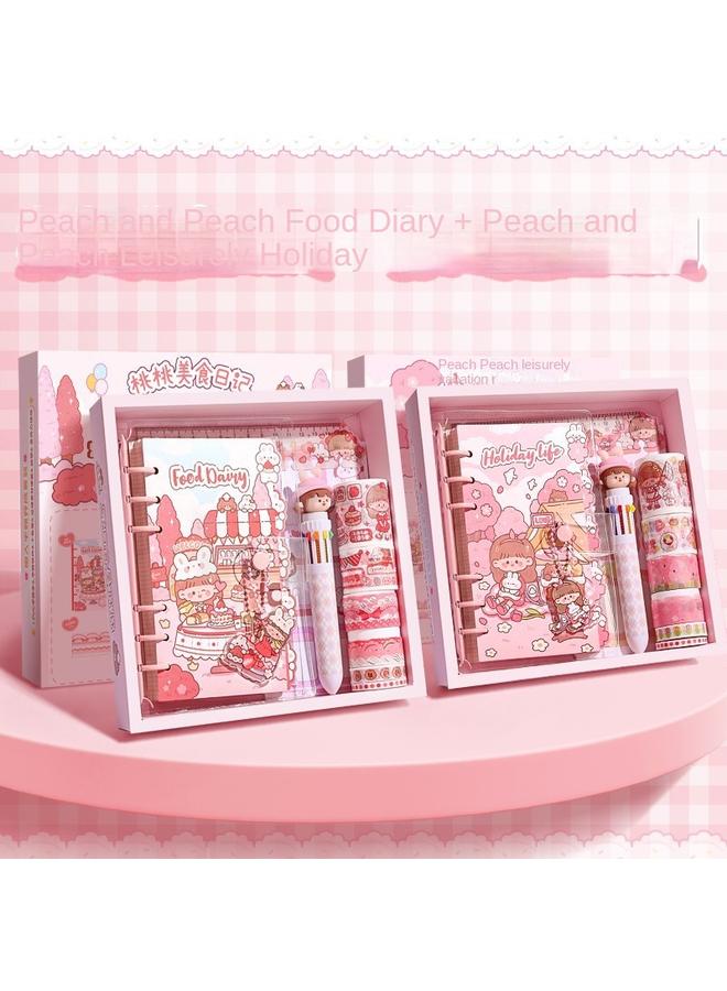 Bluejw Hand Book Suit Gift Box Hand Book Girl's Cute Girl's Heart Children's Notebook Girl's Primary School Student's Complete Set - Image 2