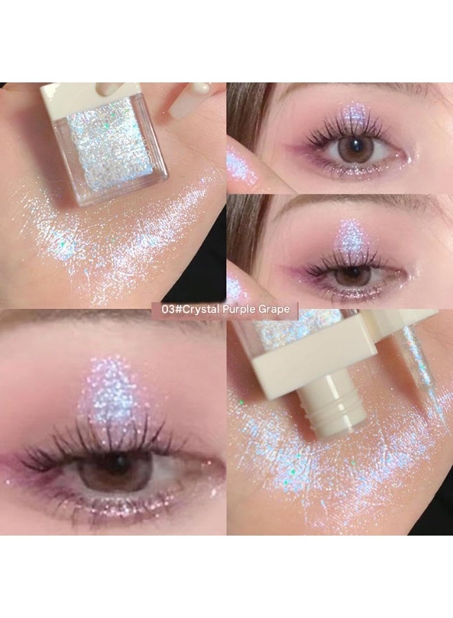 Gege Bear Dazzling Liquid Eyeshadow | Eye Makeup | Long-Lasting Formula | Buildable Coverage | 6 Shimmer Glitter Shades | Quick-Dry Application | Gen Z Beauty | Soft Pastel Packaging Design | Perfect for Teen Girls Makeup Lovers (03#Crystal Purple Grape, 4g) - Image 4