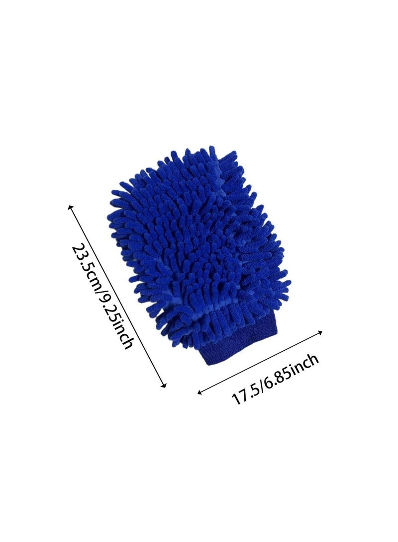 Chenille Car Wash Gloves 2 Pack – Double Sided Microfiber Washing Mitt, Lint-Free Scratch-Free Foam Mitt for Auto Cleaning, Dusting & Drying (Blue) - Image 4