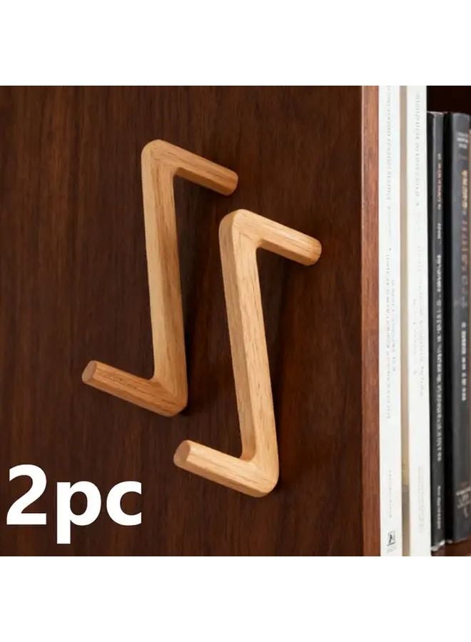 2pcs Natural Wood Wall Hooks Heavy Duty Coat Towel Hooks Rustic Bathroom Entryway - Image 1