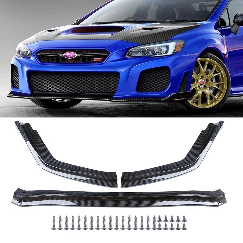 MUCO New Front Bumper Lips Compatible with Subaru WRX STI Sedan 15 16 17 18 19 20 21 22 Car Front Spoiler-Gloss Black Sport Front Lip - 3pcs - Image 2